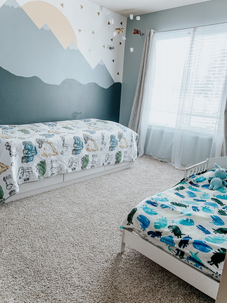 before image boys shared toddler room before bunk beds