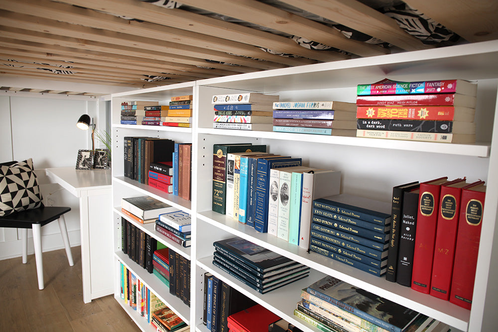 bookcases under study loft bed 