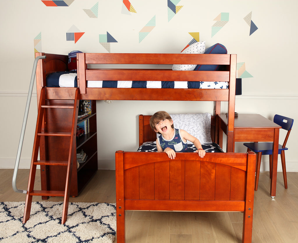l shaped bunk bed with desk