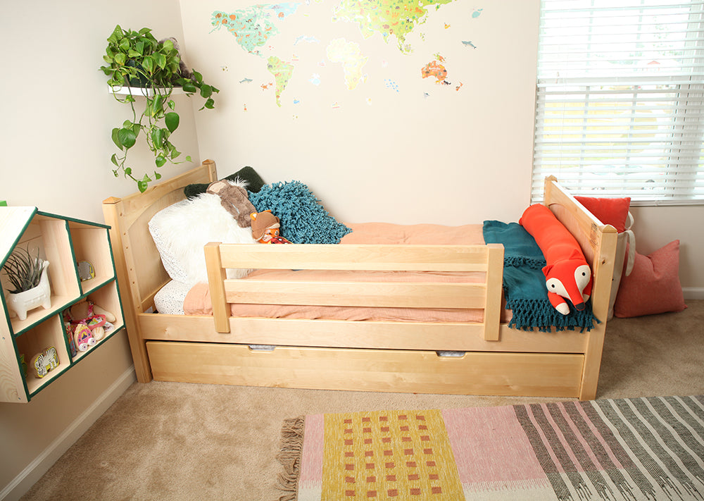 toddler girls bed natural wood