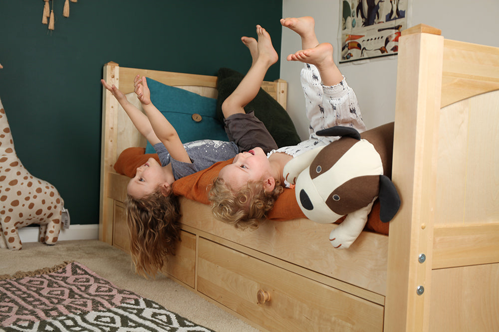 kids playing toddler bed