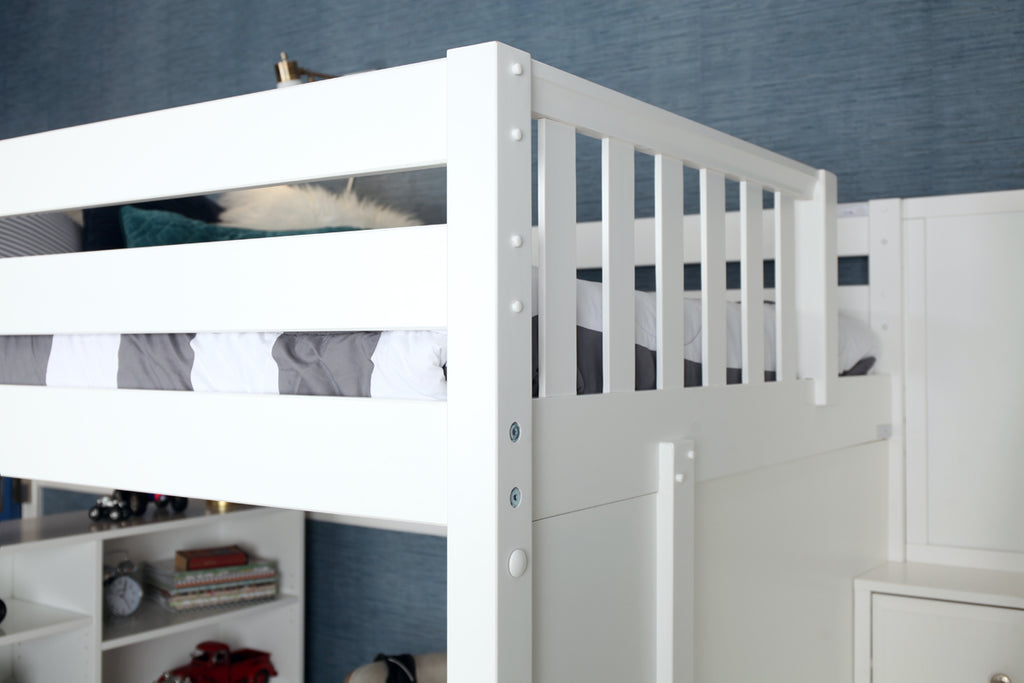 safe guardrails high loft bed with stairs