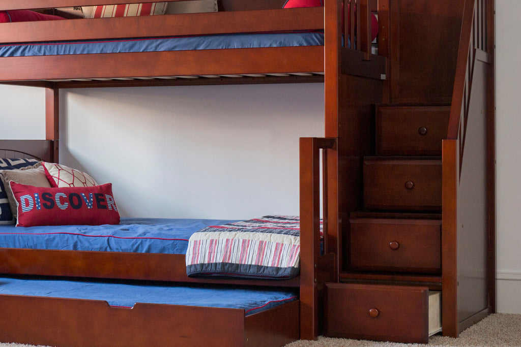 twin over full bunk beds with stairs