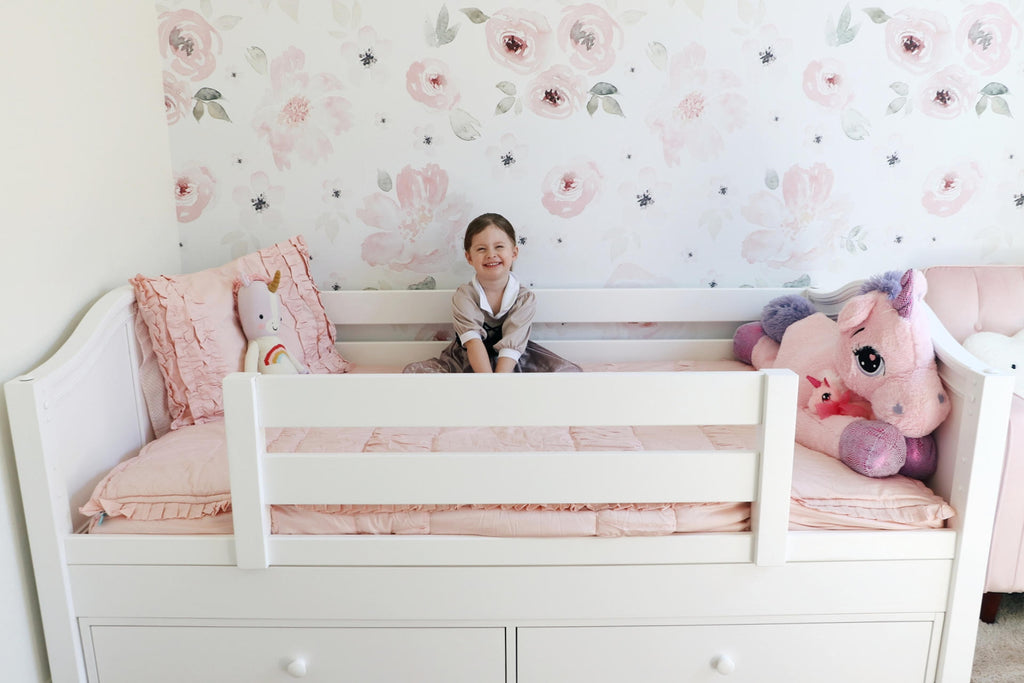 toddler bed for girls with guardrail