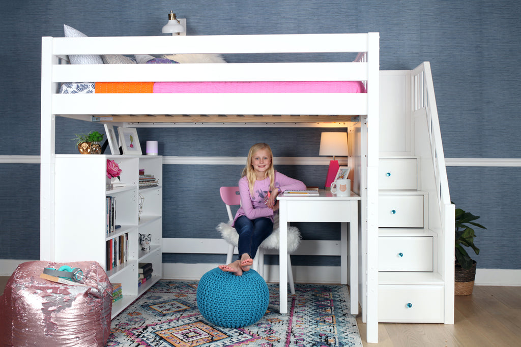loft bed with desk and storage