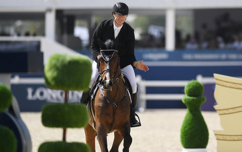 Horse being ridden at a competition in Abu Dhabi