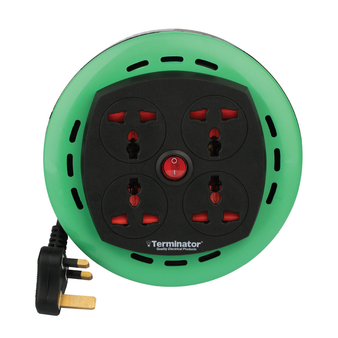 4 Way Universal Power Extension Reel With Master Switch II وصلة كهرباء 4مخارج