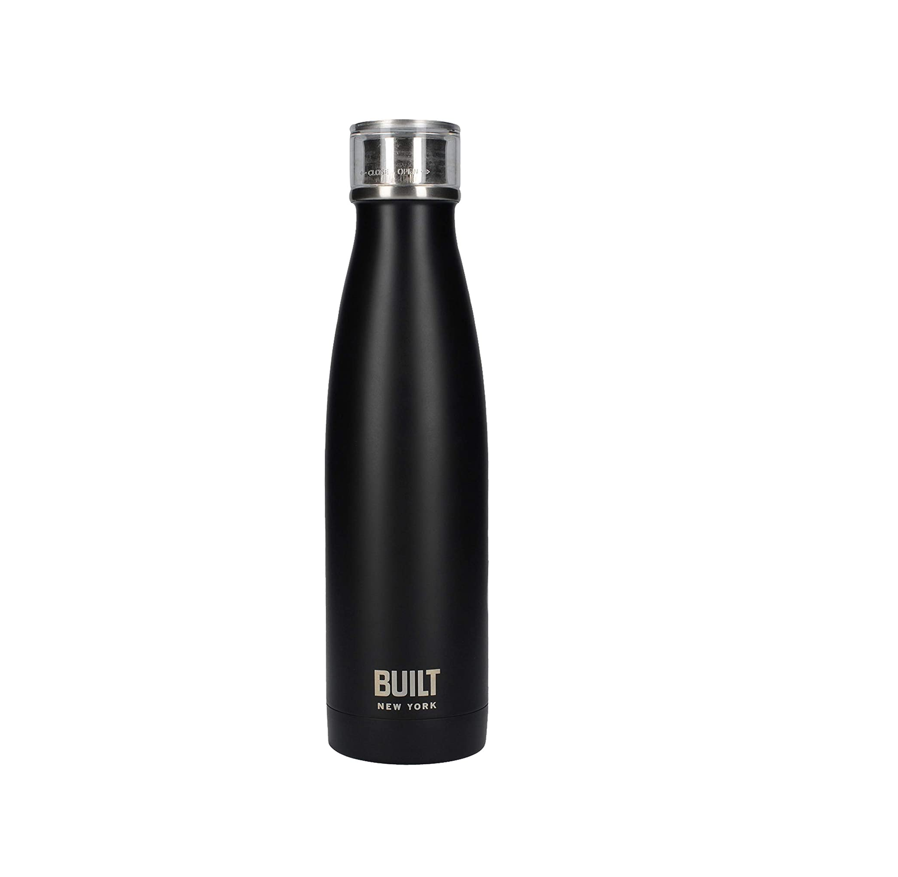 BUILT Perfect Seal Insulated Stainless Steel Water Bottle/Thermal Flask with Leakproof Cap, 480 ml (17 fl oz) - Matte Black