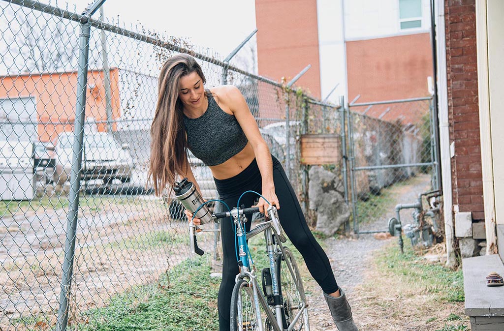 athletic woman on a bicycle