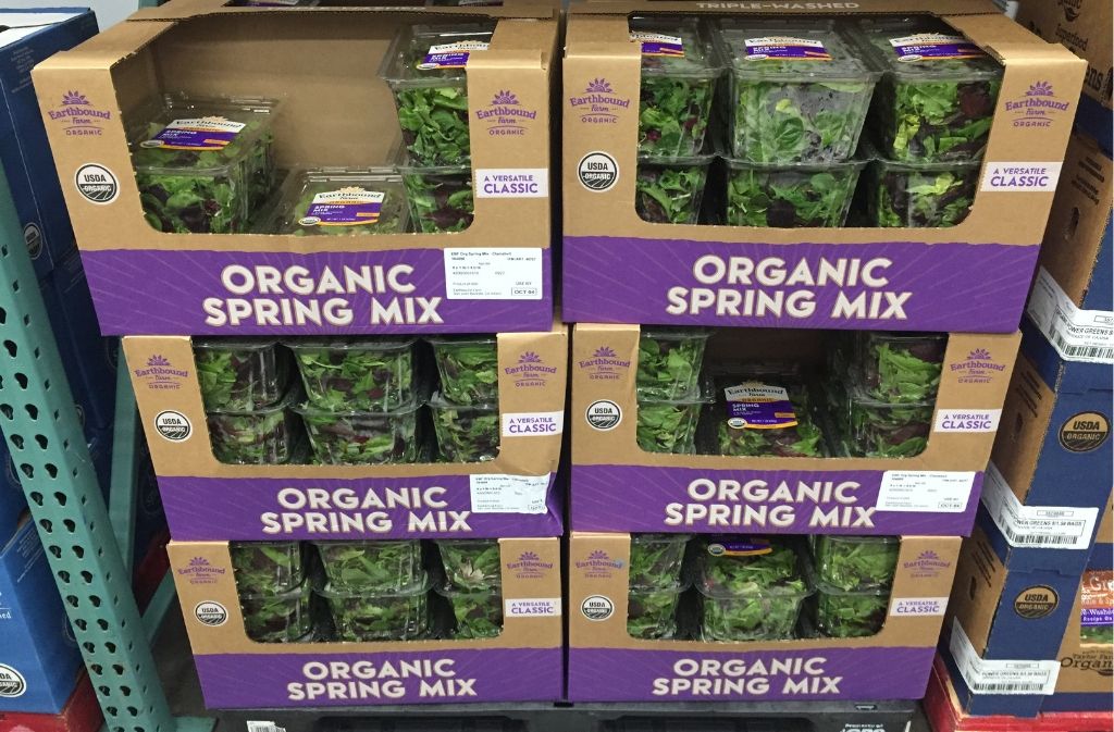 boxes of earth bound farms organic spring mix a keto food at costco