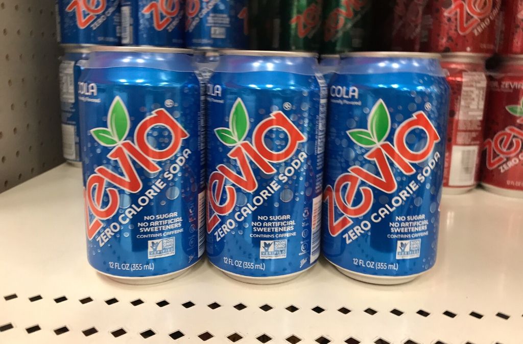 blue cans of zevia soda