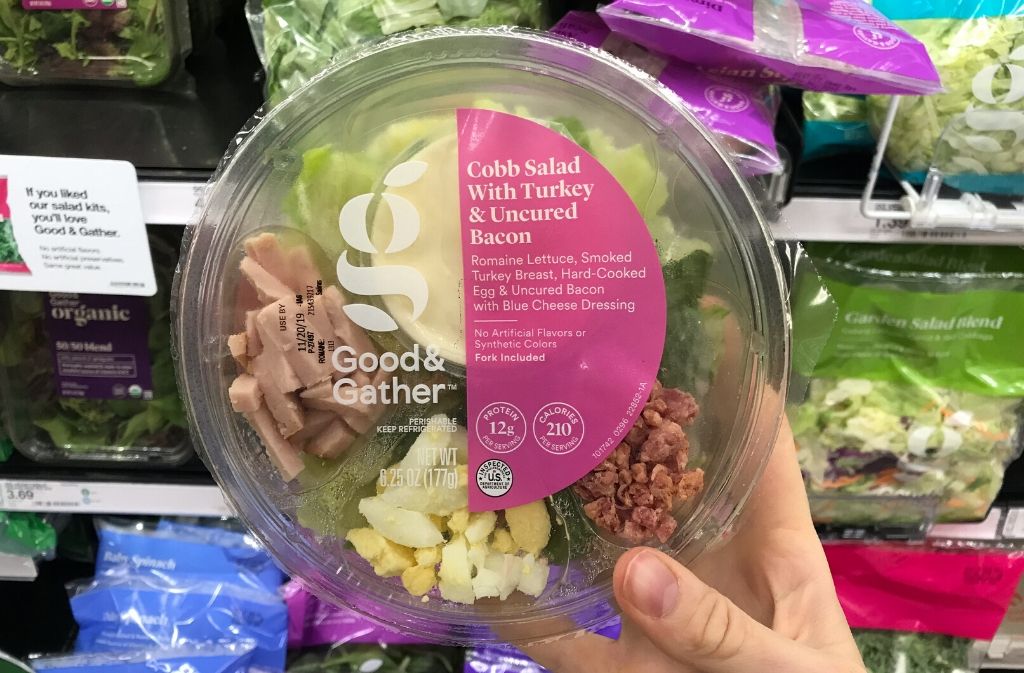 round container of good and gather cobb salad
