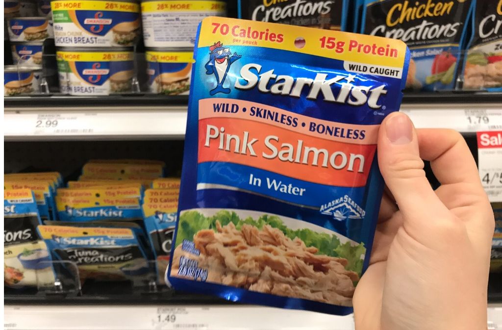 package of wild caught starkist pink salmon
