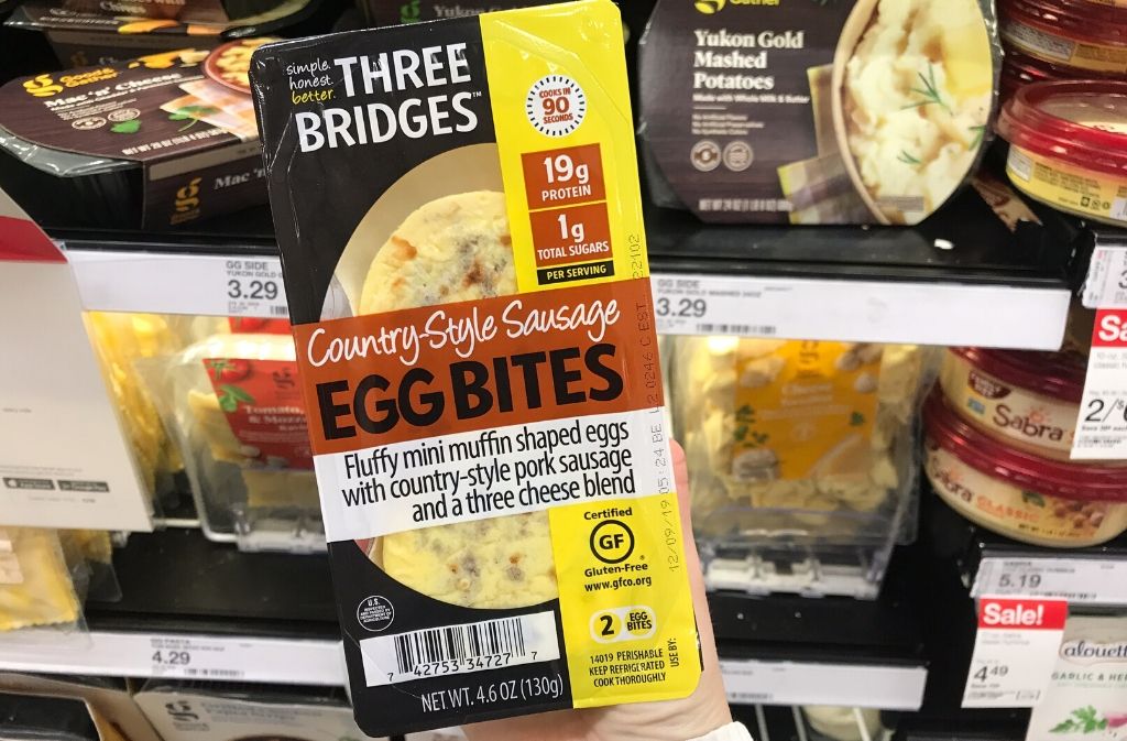 package of three bridges sausage egg bites
