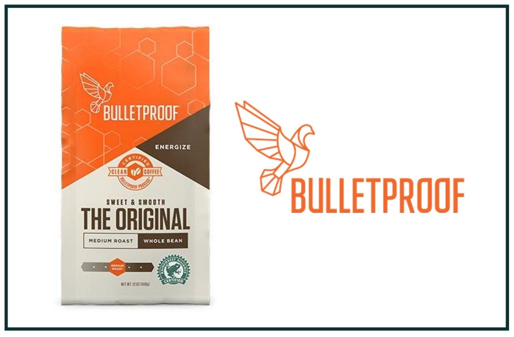bag of bulletproof the original coffee next to bulletproof logo