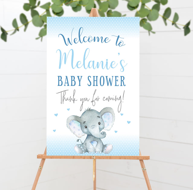 Blue Elephant Baby Shower Welcome Poster Sign Printable | Your Main Event