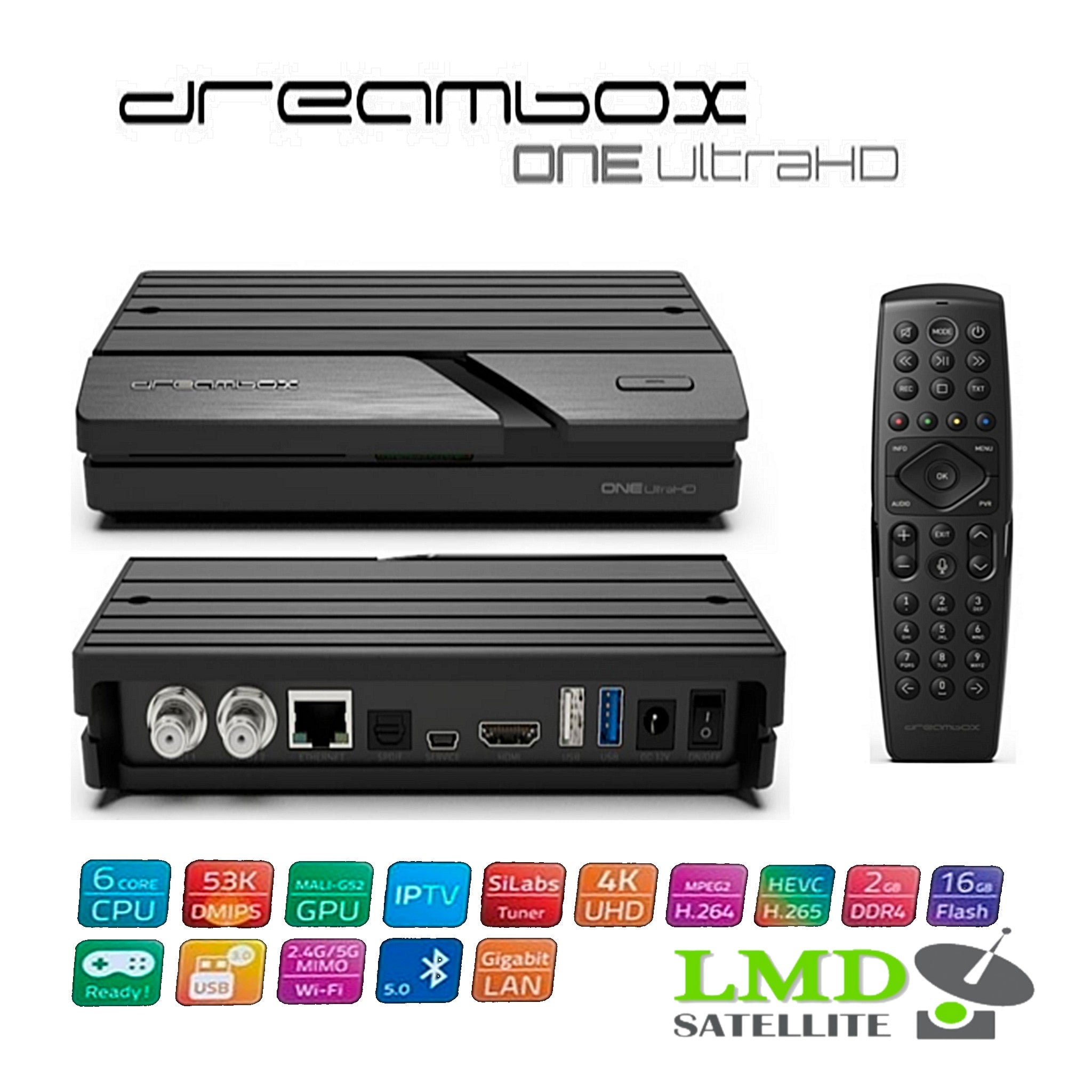 Dreambox One Ultra HD 2x DVB-S2X Multistream Tuner 4K 2160p E2 Linux Dual Wifi 