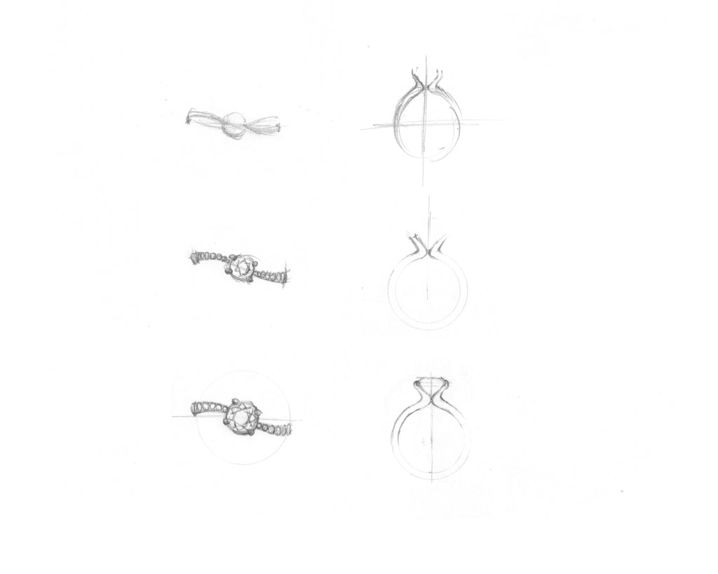 Design iterations for bespoke engagement ring. 