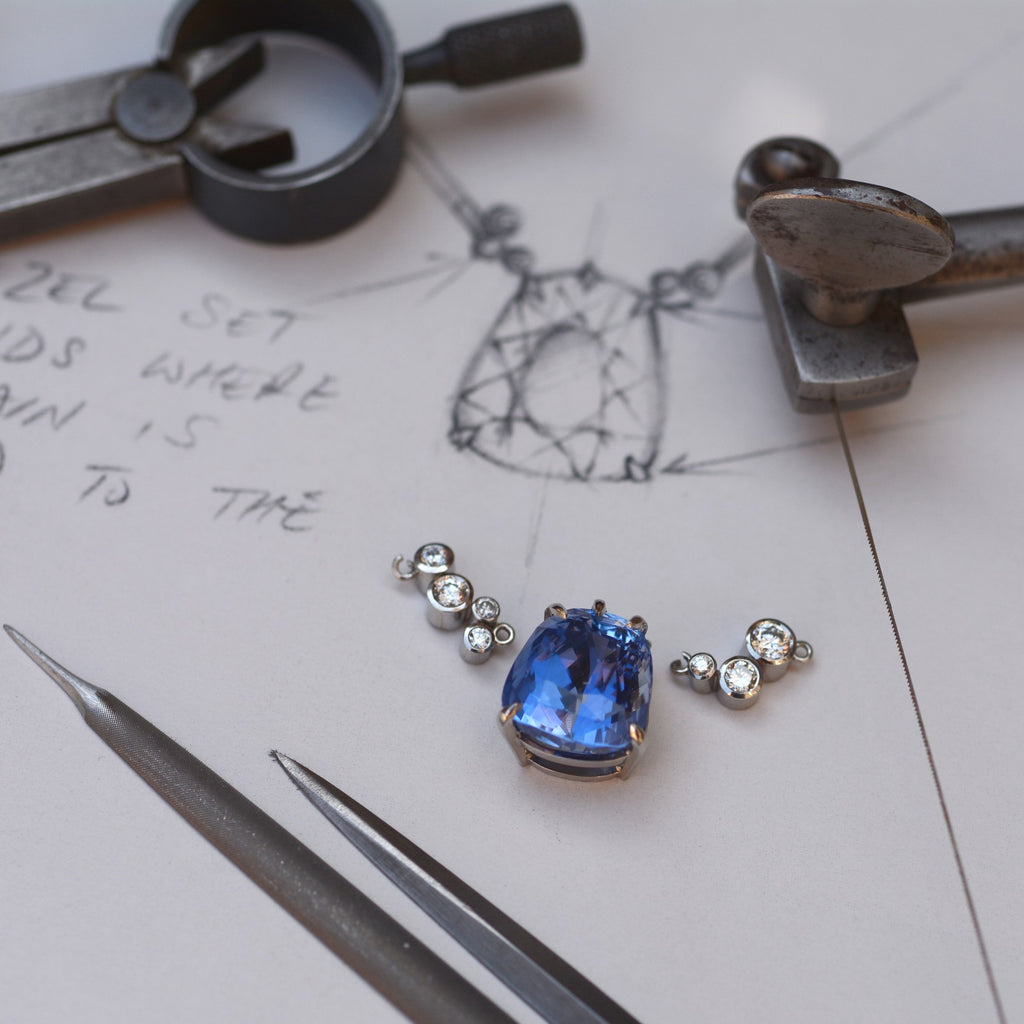 sapphire pendant during the design phase