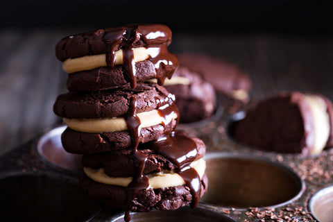 Chocolate and Peanut Butter Brownie Cookie Sandwich recipe