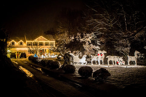 Christmas house lights with Reindeer Christmas Songs and Carols
