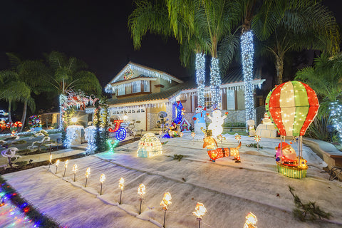 Christmas house lights and decorations Christmas songs and carols