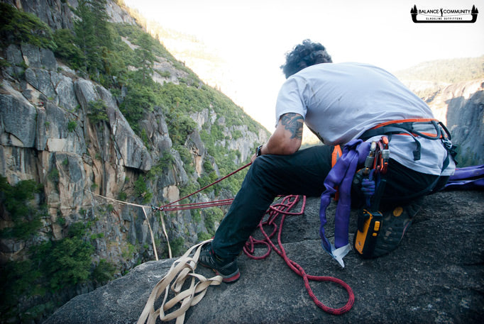 Final stages of Rigging Cascade Falls Highline - Photo by Jordan Tybon