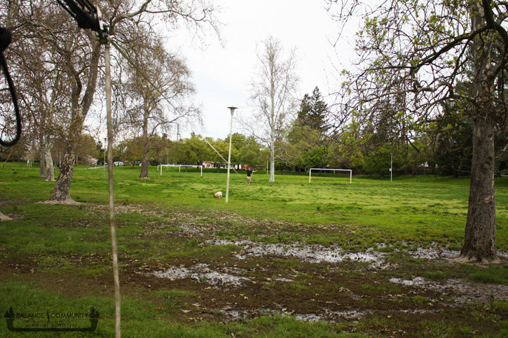 700 footer rigged over a muddy puddle