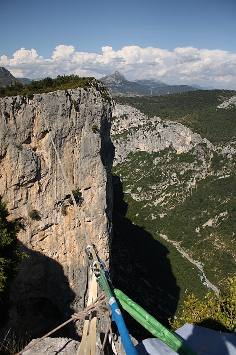 A shot of the 430 foot highline in Gorge du Verdon