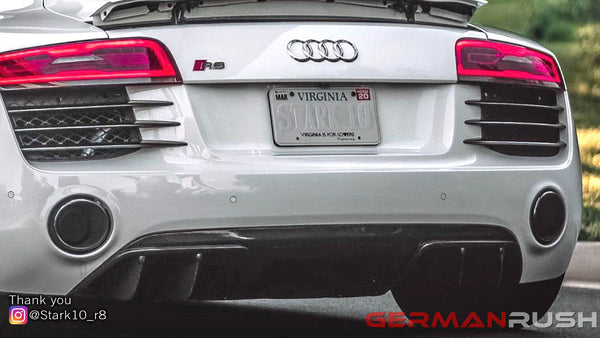 Check out @stark10_r8 Audi R8 featuring German Rush Carbon Fiber V10 Style Rear Diffuser for the Facelift Models