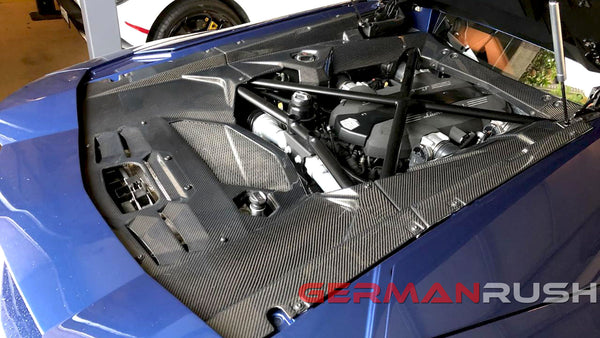 Lamborghini Aventador 2011-2019 Carbon Fiber 6 piece Engine Bay Kit by German Rush Part: GRLACFEBK