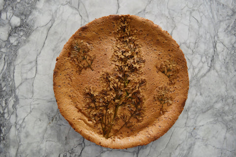 Almond Cake with Dried Lilacs 