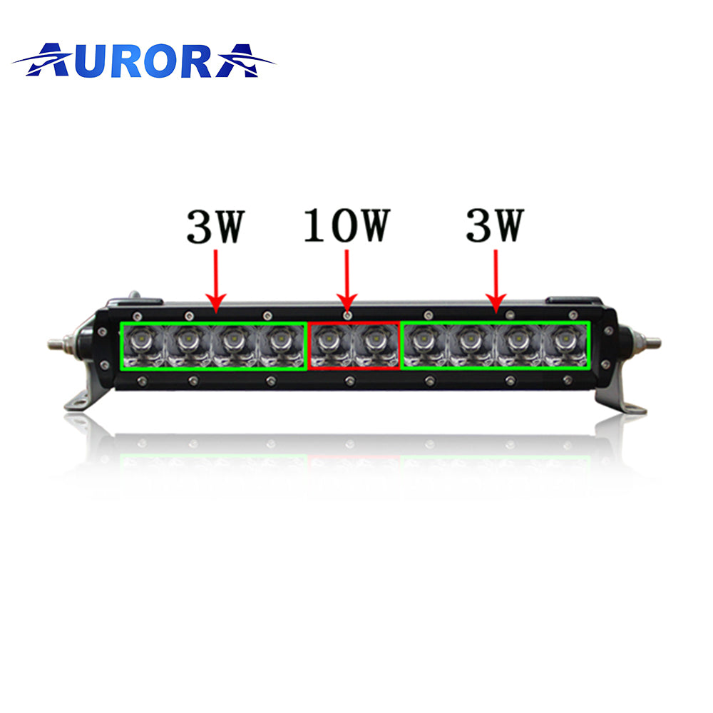 aurora 10 inch single row led light bar hybrid series
