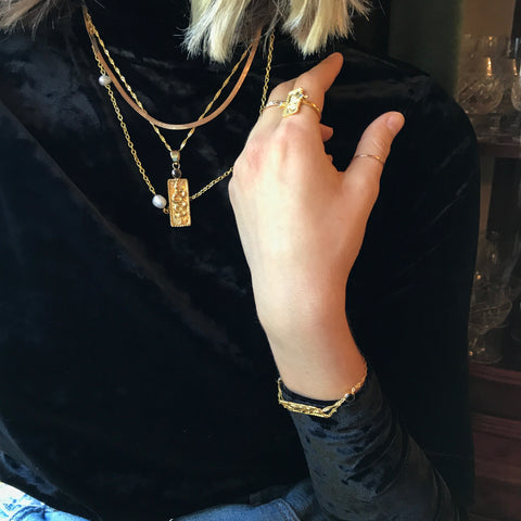 Our Model wearing our gold and silve jewellery set