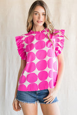Large Polka Dots Top-Shirts & Tops-Jodifl-Small-Hot Pink-cmglovesyou