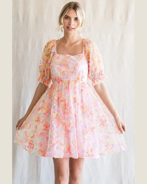 Multicolor Lace Dress-Dresses-Jodifl-Small-Pink-cmglovesyou