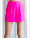 Solid Smocked Waist Shorts-shorts-Jodifl-Small-Hot Pink-cmglovesyou