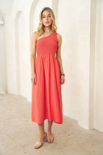 One Shoulder Cutout Maxi Dress-dress-Davi & Dani-Small-Coral Orange-cmglovesyou