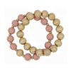 Wood Beaded and Textured Gold Bracelet Set-Bracelets-What's Hot Jewelry-Pink-cmglovesyou