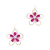 Acrylic and Gold Flower Earrings-Earrings-What's Hot Jewelry-Fuchsia-cmglovesyou