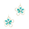 Acrylic and Gold Flower Earrings-Earrings-What's Hot Jewelry-Teal-cmglovesyou