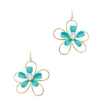 Acrylic and Gold Flower Earrings-Earrings-What's Hot Jewelry-Teal-cmglovesyou