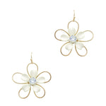 Acrylic and Gold Flower Earrings-Earrings-What's Hot Jewelry-White-cmglovesyou