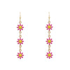 Flower and Gold Chain Earrings-Earrings-What's Hot Jewelry-Pink-cmglovesyou