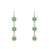 Flower and Gold Chain Earrings-Earrings-What's Hot Jewelry-Teal-cmglovesyou