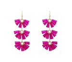 Crystal Three Drop Earrings-Earrings-What's Hot Jewelry-Hot Pink-cmglovesyou