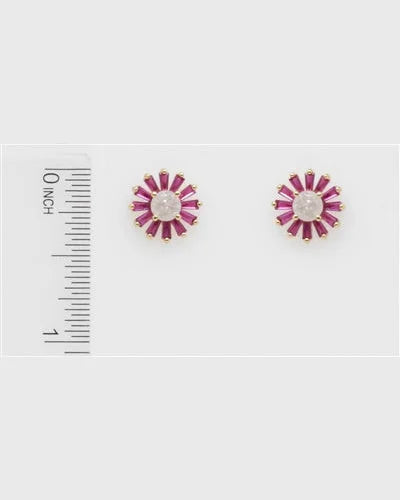Crystal Flower Stud Earring-Earrings-What's Hot Jewelry-Hot Pink-cmglovesyou