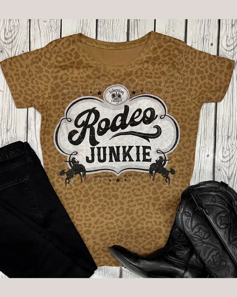 Rodeo Junkie Graphic Tee-T-Shirt-Bohemian Cowgirl-Small-cmglovesyou