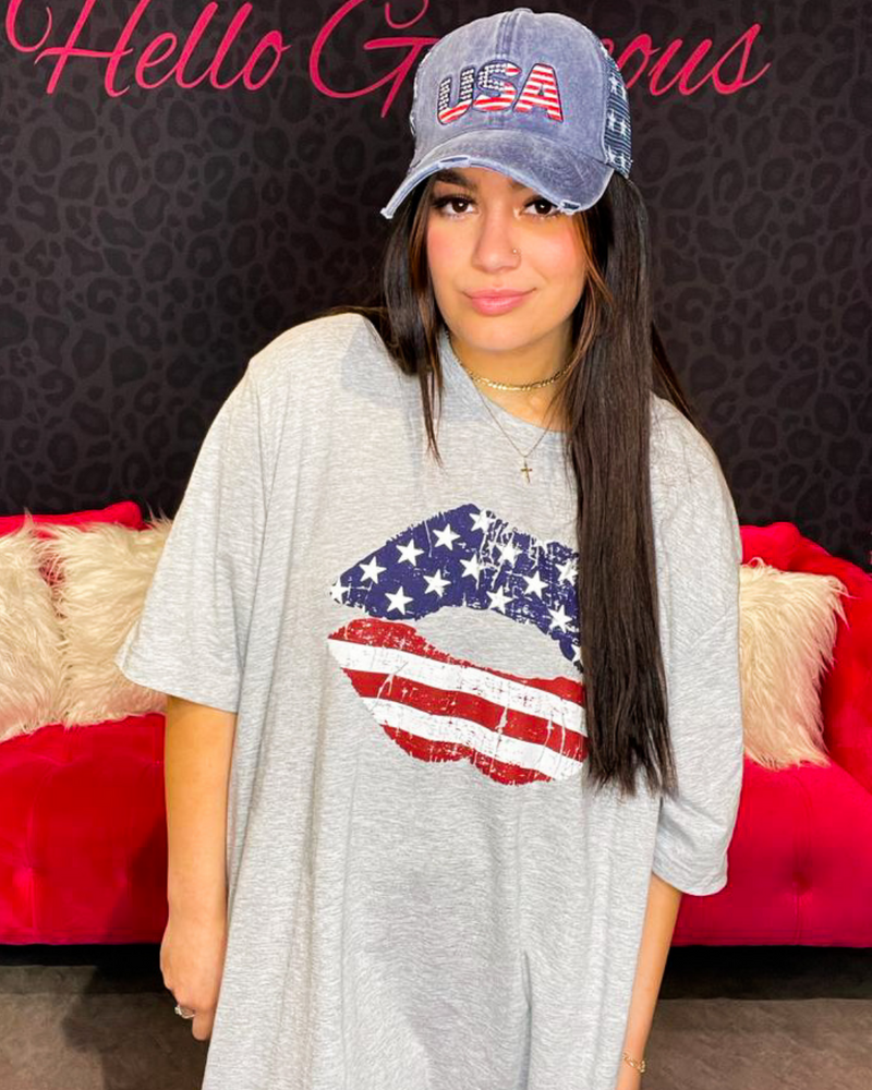 American Flag Lips T-Shirt-Tops-cmglovesyou-Small-cmglovesyou