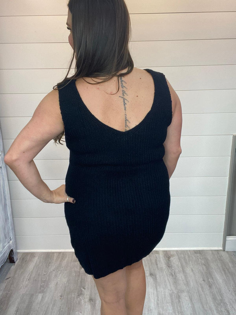 Sleeveless Sweater Dress-Dresses-LLove-Small-Black-cmglovesyou